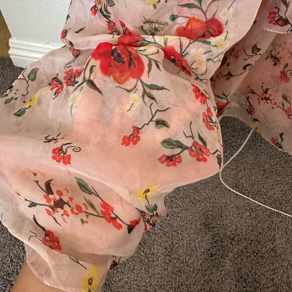 Ieena for Mac Duggal Pink Ruffled Floral Gown - Picture 7 of 11